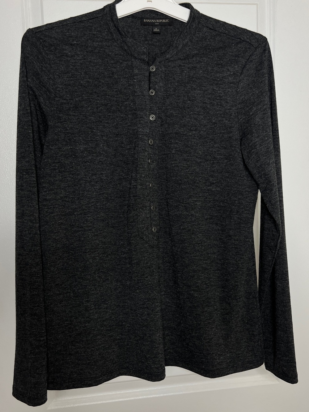 Banana Republic Charcoal Grey LS Hair Jersey Henley Shirt Large